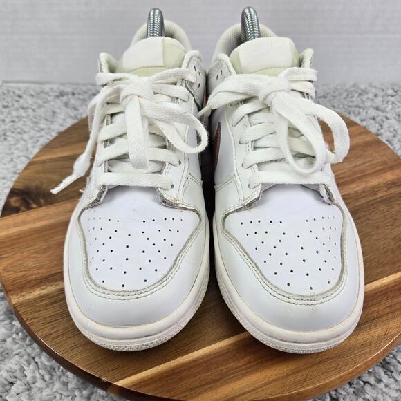 Nike Dunk Low White Pink GS Leather Casual Daily Sneaker Kids 6y DH9765-100 - Picture 6 of 12